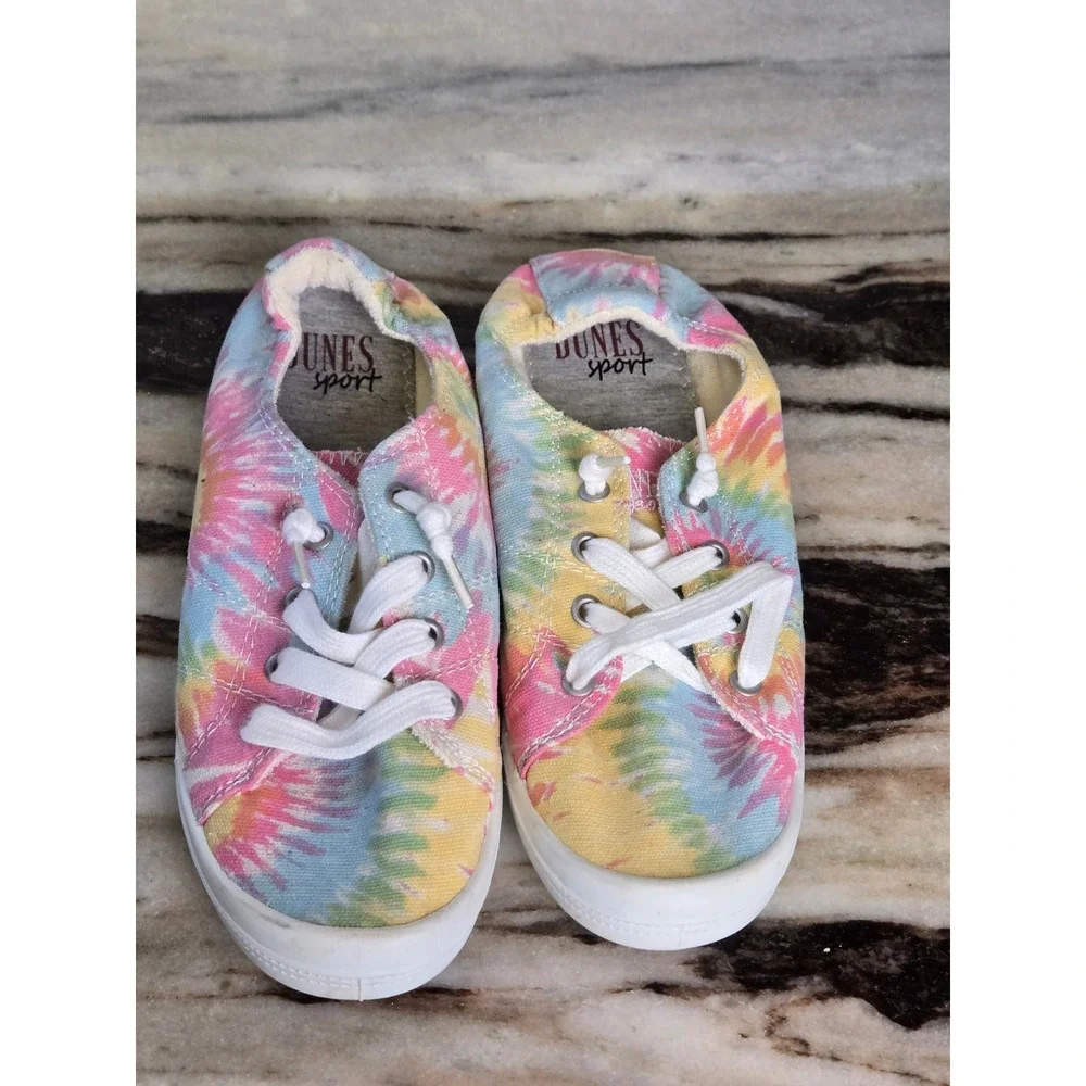 Dunes Sport Reesa Tie Dye Slip On Sneakers Pink Yellow Blue Womens Size 7.5M‎